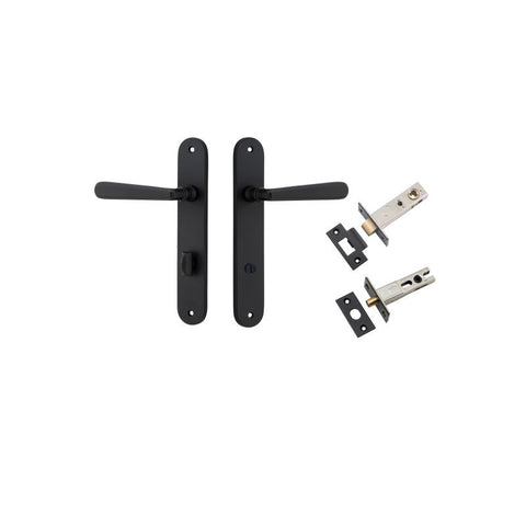 Iver Copenhagen Solid Brass Door Lever on Oval Backplate | Separate Privacy Kit | 7 Finishes - Matt Black