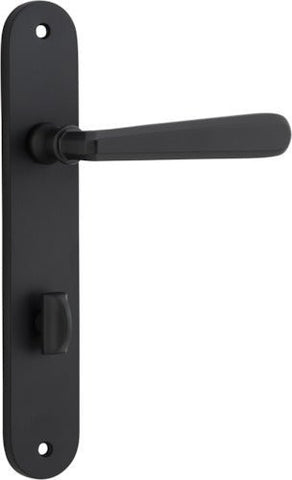 Iver Copenhagen Solid Brass Door Lever on Oval Backplate | Privacy Lever Set Only | 7 Finishes - Matt Black