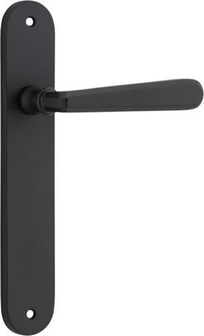 Iver Copenhagen Solid Brass Door Lever on Oval Backplate | Passage Lever Set Only | 7 Finishes - Matt Black
