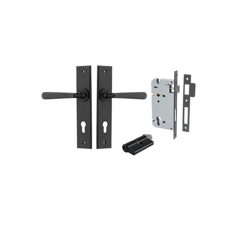 Iver Copenhagen Door Lever on Chamfered Backplate — Entrance Kit — Key/Key