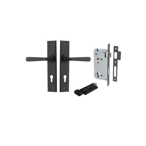 Iver Copenhagen Door Lever on Chamfered Backplate — Entrance Kit — Key/Thumb