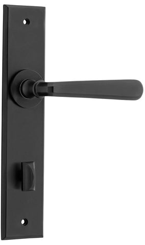 Iver Copenhagen Door Lever on Chamfered Backplate — Privacy Lever Set Only