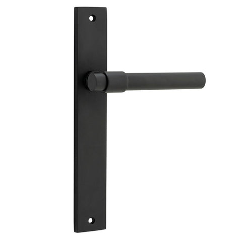IVER Helsinki Door Lever Handle On Rectangular Backplate | Passage Lever Set Only | 7 Finishes - Matt Black