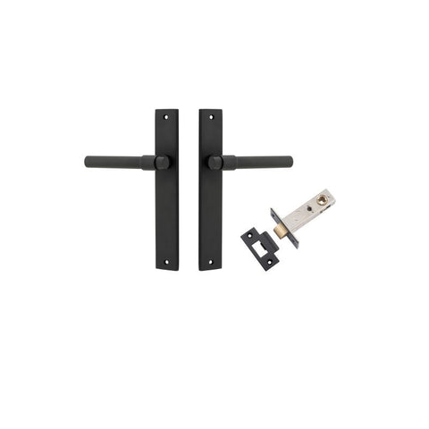 IVER Helsinki Door Lever Handle On Rectangular Backplate | Passage Kit | 7 Finishes - Matt Black