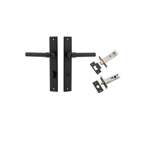 IVER Helsinki Door Lever Handle On Rectangular Backplate | Separate Privacy Kit | 7 Finishes - Matt Black