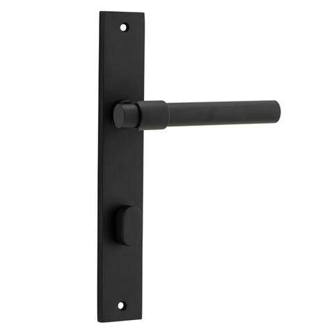 IVER Helsinki Door Lever Handle On Rectangular Backplate | Privacy Lever Set Only | 7 Finishes - Matt Black