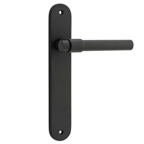 Iver Helsinki Solid Brass Door Lever on Oval Backplate | Passage Lever Set Only | 7 Finishes - Matt Black