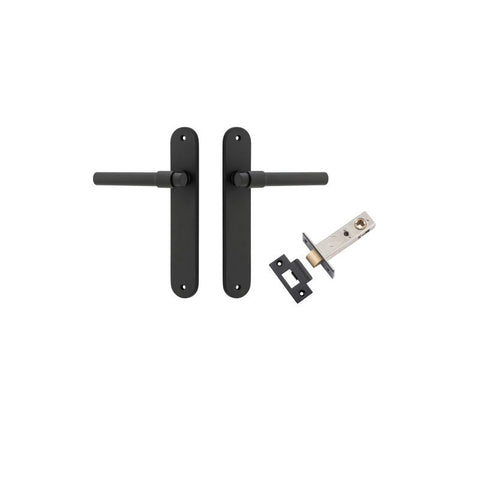 Iver Helsinki Solid Brass Door Lever on Oval Backplate | Passage Kit | 7 Finishes - Matt Black