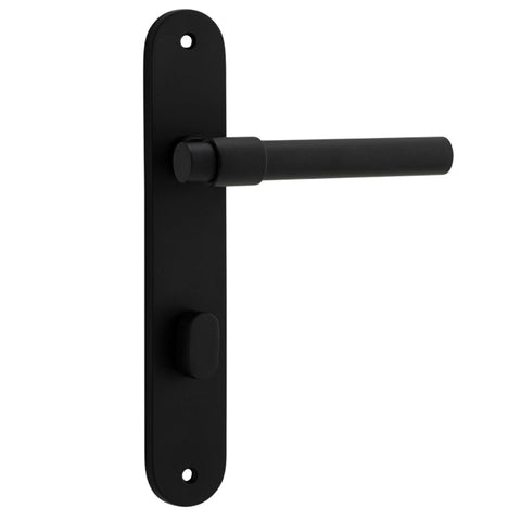 Iver Helsinki Solid Brass Door Lever on Oval Backplate | Privacy Lever Set Only | 7 Finishes - Matt Black