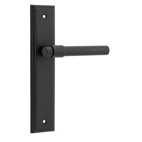 IVER Helsinki Door Lever Handle On Stepped Backplate | Passage Lever Set Only | 7 Finishes - Matt Black