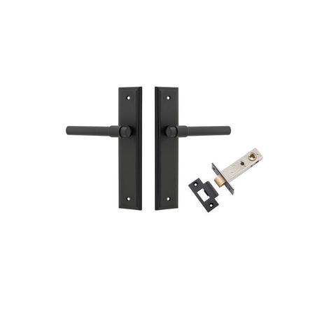 IVER Helsinki Door Lever Handle On Stepped Backplate | Passage Kit | 7 Finishes - Matt Black