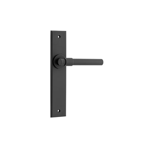 IVER Helsinki Door Lever Handle On Chamfered Backplate | Passage Lever Set Only | 7 Finishes - Matt Black