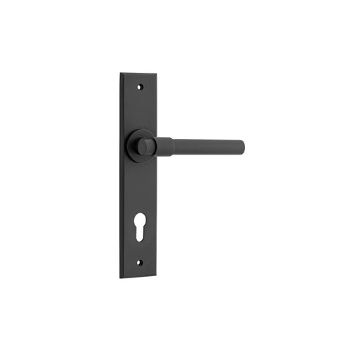 IVER Helsinki Door Lever Handle On Chamfered Backplate | Entrance Lever Set Only | 7 Finishes - Matt Black