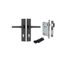 IVER Helsinki Door Lever Handle On Chamfered Backplate | Entrance Kit (Key/Thumb) | 7 Finishes - Matt Black