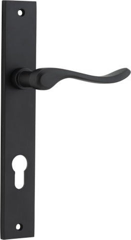 IVER Stirling Door Lever Handle On Rectangular Backplate | Entrance Lever Set Only | 8 Finishes - Matt Black