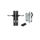 IVER Stirling Door Lever Handle On Rectangular Backplate | Entrance Kit (Key/Key) | 8 Finishes - Matt Black