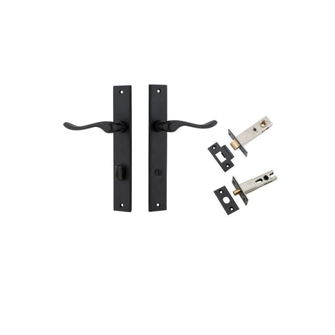 IVER Stirling Door Lever Handle On Rectangular Backplate | Separate Privacy Kit | 8 Finishes - Matt Black