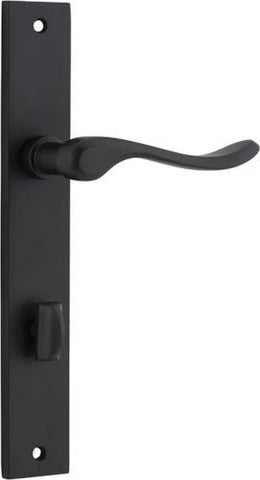 IVER Stirling Door Lever Handle On Rectangular Backplate | Privacy Lever Set Only | 8 Finishes - Matt Black