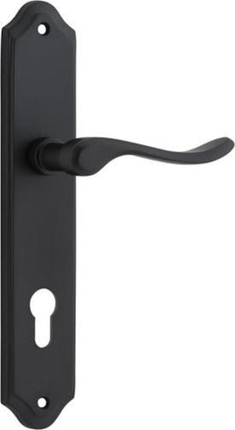 IVER Stirling Door Lever Handle On Shouldered Backplate | Entrance Lever Set Only | 8 Finishes - Matt Black