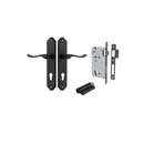 IVER Stirling Door Lever Handle On Shouldered Backplate | Entrance Kit (Key/Key) | 8 Finishes - Matt Black