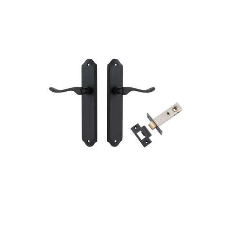 IVER Stirling Door Lever Handle On Shouldered Backplate | Passage Kit | 8 Finishes - Matt Black