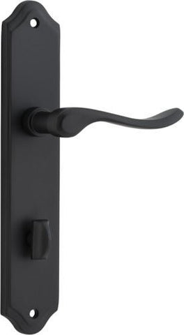 IVER Stirling Door Lever Handle On Shouldered Backplate | Privacy Lever Set Only | 8 Finishes - Matt Black