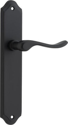 IVER Stirling Door Lever Handle On Shouldered Backplate | Passage Lever Set Only | 8 Finishes - Matt Black