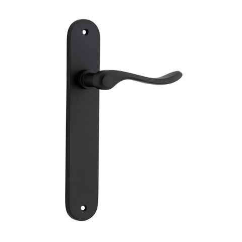 Iver Stirling Solid Brass Door Lever on Oval Backplate | Passage Lever Set Only | 8 Finishes - Matt Black