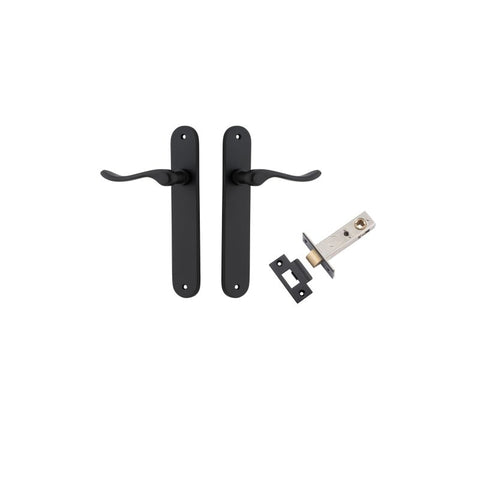 Iver Stirling Solid Brass Door Lever on Oval Backplate | Passage Kit | 8 Finishes - Matt Black