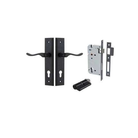 IVER Stirling Door Lever Handle On Stepped Backplate | Entrance Kit (Key/Key) | 8 Finishes - Signature Brass