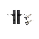 IVER Stirling Door Lever Handle On Stepped Backplate | Separate Privacy Kit | 8 Finishes - Matt Black
