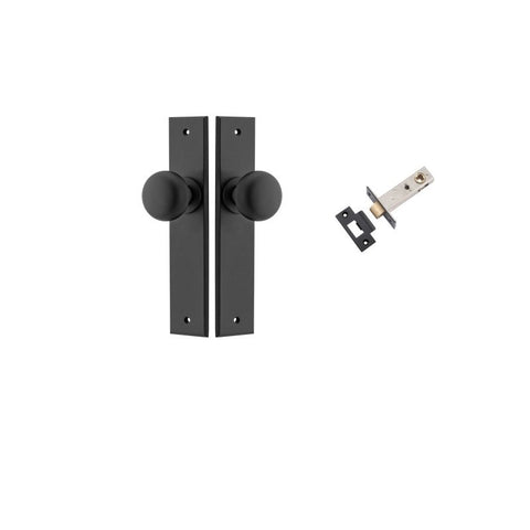 IVER Cambridge Door Knob On Chamfered Backplate | Passage Kit | 9 Finishes - Matt Black