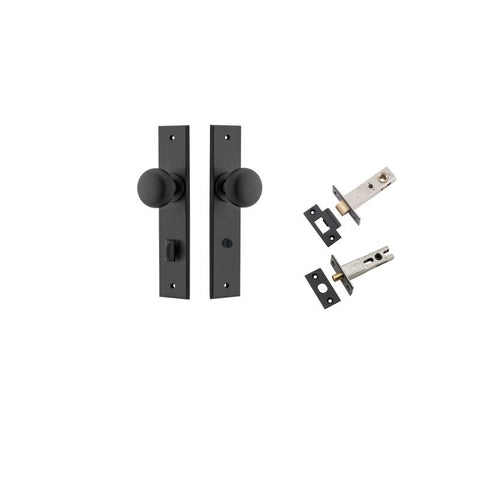 IVER Cambridge Door Knob On Chamfered Backplate | Separate Privacy Kit | 9 Finishes - Matt Black