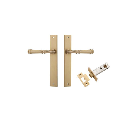 IVER Verona Door Lever Handle On Rectangular Backplate | Passage Kit | 9 Finishes - Brushed Brass