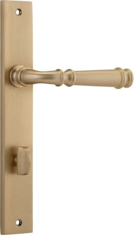 IVER Verona Door Lever Handle On Rectangular Backplate | Privacy Lever Set Only | 9 Finishes - Brushed Brass
