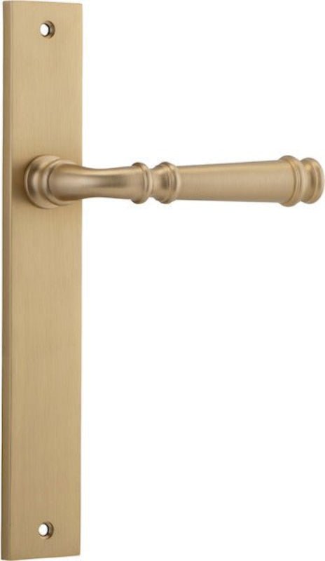 IVER Verona Door Lever Handle On Rectangular Backplate | Passage Lever Set Only | 9 Finishes - Brushed Brass