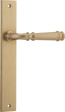 IVER Verona Door Lever Handle On Rectangular Backplate | Passage Lever Set Only | 9 Finishes - Brushed Brass