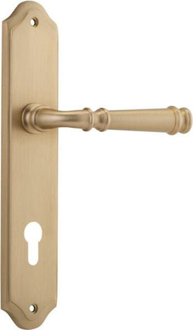 IVER Verona Door Lever Handle On Shouldered Backplate | Entrance Lever Set Only | 9 Finishes - Brushed Brass