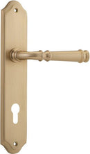 IVER Verona Door Lever Handle On Shouldered Backplate | Entrance Lever Set Only | 9 Finishes - Brushed Brass