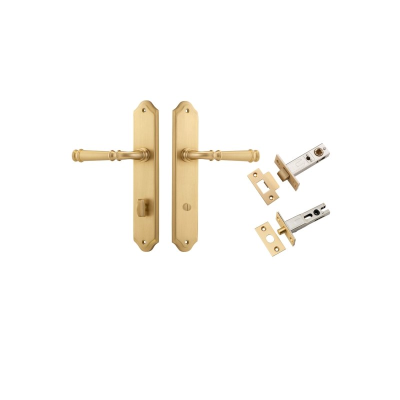 IVER Verona Door Lever Handle On Shouldered Backplate | Separate Privacy Kit | 9 Finishes - Brushed Brass