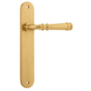 Iver Verona Solid Brass Door Lever on Oval Backplate | Passage Lever Set Only | 9 Finishes - Brushed Brass