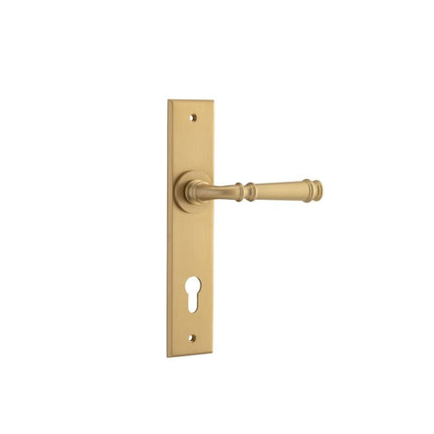 IVER Verona Door Lever Handle On Chamfered Backplate | Entrance Lever Set Only | 9 Finishes - Brushed Brass