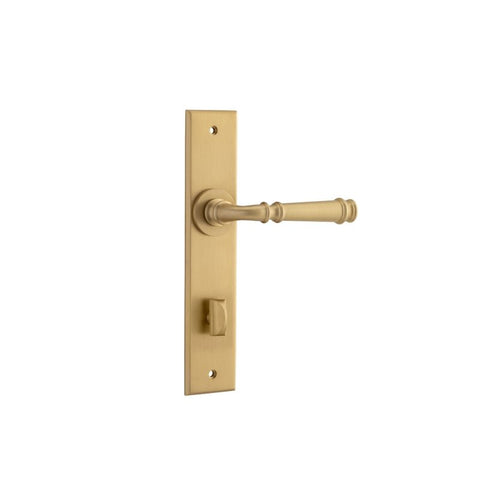 IVER Verona Door Lever Handle On Chamfered Backplate | Privacy Lever Set Only | 9 Finishes - Brushed Brass