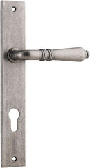 IVER Sarlat Lever Door Handle On Rectangular Backplate | Entrance Lever Set Only | 10 Finishes - Distressed Nickel