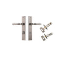 IVER Sarlat Lever Door Handle On Rectangular Backplate | Separate Privacy Kit | 10 Finishes - Distressed Nickel