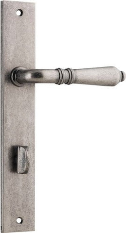 IVER Sarlat Lever Door Handle On Rectangular Backplate | Privacy Lever Set Only | 10 Finishes - Distressed Nickel