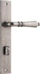 IVER Sarlat Lever Door Handle On Rectangular Backplate | Privacy Lever Set Only | 10 Finishes - Distressed Nickel