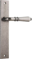 IVER Sarlat Lever Door Handle On Rectangular Backplate | Passage Lever Set Only | 10 Finishes - Distressed Nickel