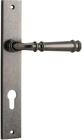 IVER Verona Door Lever Handle On Rectangular Backplate | Entrance Lever Set Only | 9 Finishes - Distressed Nickel