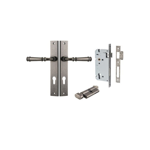 IVER Verona Door Lever Handle On Rectangular Backplate | Entrance Kit (Key/Key) | 9 Finishes - Distressed Nickel